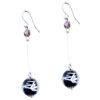 Silver Line Black Ball Murano Earrings