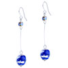 Silver Intricate Line Blue Ball Earrings