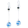 Silver Intricate Line Pale Blue Ball Earrings