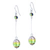 Pink Yellow And Green Ball  Earrings 