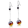 Silver Red And Amber Ball Earrings
