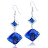 Silver Foil Eye Pattern Blue Dichroic Glass Earrings