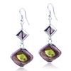 Golden Speckle Bean Red Dichroic Glass Earrings
