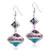 Silver  Turquoise  And Orange Stripes  Earrings 