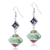 Silver And Green Stripes Earrings