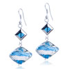 Silver And Pale Blue Stripes Dichroic Glass Earrings