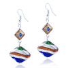 Silver Blue And Orange Stripes Earrings