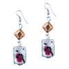 Silver Foil Green And Red Spots Dichroic Glass Earrings