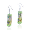 Golden  Flower  Green Cylinder  Earrings 