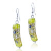 Silver And Yellow  Flower  Cylinder  Earrings 