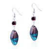 Silver Foil Dark Red And Blue Translucent Earrings