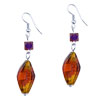 Gold Foil Amber And Red Translucent Earrings