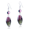 Silver Foil Purple And Dark Green Translucent Earrings