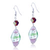 Purple Silver And Green Stripes Earrings