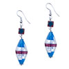 Sea Blue Silver And Crimson Stripes Earrings