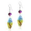 Silver Foil Blue And Yellow Translucent Earrings