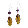 Silver Foil Red Speckle Amber Translucent Earrings