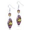 Silver Foil Golden Rectangular Purple Translucent Earrings