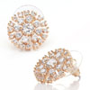 Clear Crystal Golden Snowflake Floral Stud Christmas Jewelry Earrings
