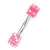 Stainless Steel Curved Barbell With Hot Pink Dice Eyebrow Navel Rings
