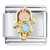 March Birthstone Cute Girl Italian Charm