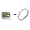 Green  Cat  Italian  Charm  Bracelet