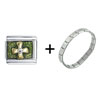  Cross  Green Italian Charm Bracelet