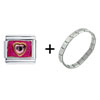  Rhinestone  Heart  Pink  Italian Charm Bracelet