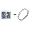  Rhinestone  Cross Blue Combination Italian Charm Bracelet