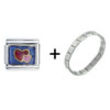  Hearts  Blue Italian Charm Bracelet