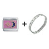 Star &amp; Moon Pink Italian Charm Bracelet