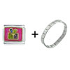 Gift Hot Pink  Italian   Charm  Bracelet