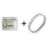 Horseshoe With Two  Rhinestone  Combination Italian Charm  ... 
