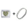 August Peridot Color  Birthstone  Heart Italian Charm  Bracelet 
