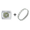 August Peridot Color  Birthstone  Flower Italian Charm  Bracelet   ... 