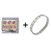 July Ruby Color  Birthstone  Italian Charm  Bracelets   ... 