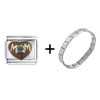 Mom  Heart  Purple Italian Charm Bracelet