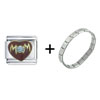 Mom  Heart  Blue Italian Charm Bracelet