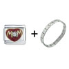 Mom Heart  Rhinestone  Italian Charm Bracelet