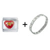  Mom  Heart With Orange Stud Italian Charm Bracelet