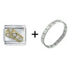  Rhinestone  Gold Sandal Italian Charm Bracelet
