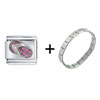  Pink   Rhinestone  Sandal Italian Charm Bracelet