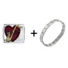 Heart Saxophone Combination Italian Charm Bracelet