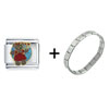 Teddy  Bear  With Flowers Italian Charm Bracelet