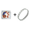 Usa Patriotic Wreath Combination  Italian   Charm  Bracelet