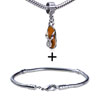 Orange Dangle  Rhinestone  Sandal Bracelet Combination