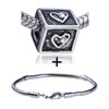 Square Shaped  Heart  Pattern European Bead Bracelet Combination