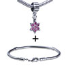 October Pink Tourmaline Color Birthstone Flower European Bead  ... 