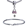 October Pink Tourmaline Color Birthstone Handbag European Bead Bracelets Combination