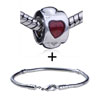 January  Garnet  Color  Birthstone  Heart European Bead Bracelets  ... 